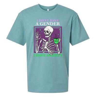 I Dont Have A Gender I Have Anxiety Skeleton Pride Sueded Cloud Jersey T-Shirt