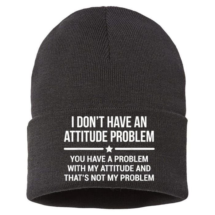 I Don't Have An Attitude Problem Funny Sarcasm Sustainable Knit Beanie