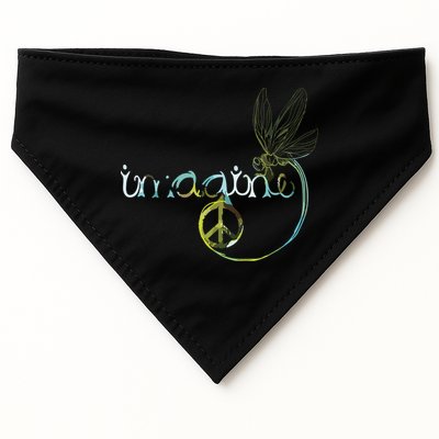 Imagine Dragonfly Hippie Peace Sign Tie Dye Free Spirited USA-Made Doggie Bandana