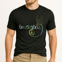 Imagine Dragonfly Hippie Peace Sign Tie Dye Free Spirited Cooling Performance Crew T-Shirt
