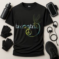 Imagine Dragonfly Hippie Peace Sign Tie Dye Free Spirited Cooling Performance Crew T-Shirt