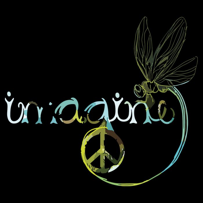 Imagine Dragonfly Hippie Peace Sign Tie Dye Free Spirited Cooling Performance Crew T-Shirt