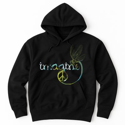 Imagine Dragonfly Hippie Peace Sign Tie Dye Free Spirited Hoodie