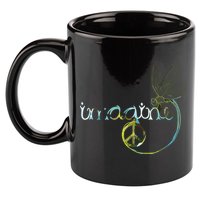 Imagine Dragonfly Hippie Peace Sign Tie Dye Free Spirited 11oz C Handle Ceramic Mug