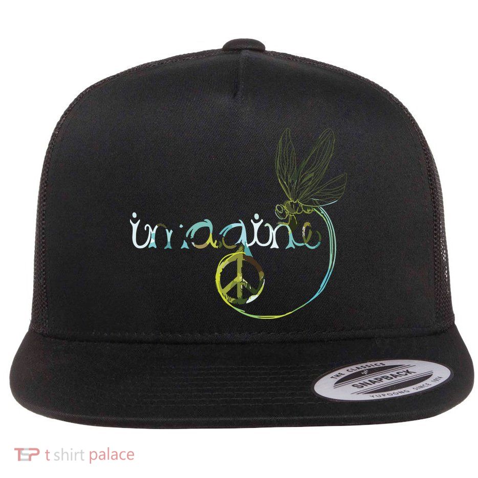 Imagine Dragonfly Hippie Peace Sign Tie Dye Free Spirited Flatbill Hat
