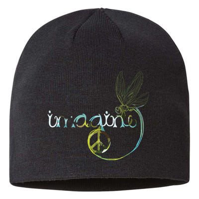 Imagine Dragonfly Hippie Peace Sign Tie Dye Free Spirited Sustainable Beanie