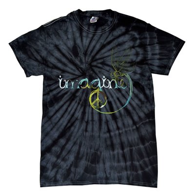 Imagine Dragonfly Hippie Peace Sign Tie Dye Free Spirited Tie-Dye T-Shirt