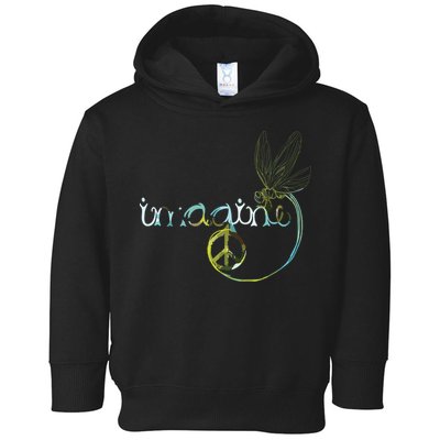 Imagine Dragonfly Hippie Peace Sign Tie Dye Free Spirited Toddler Hoodie