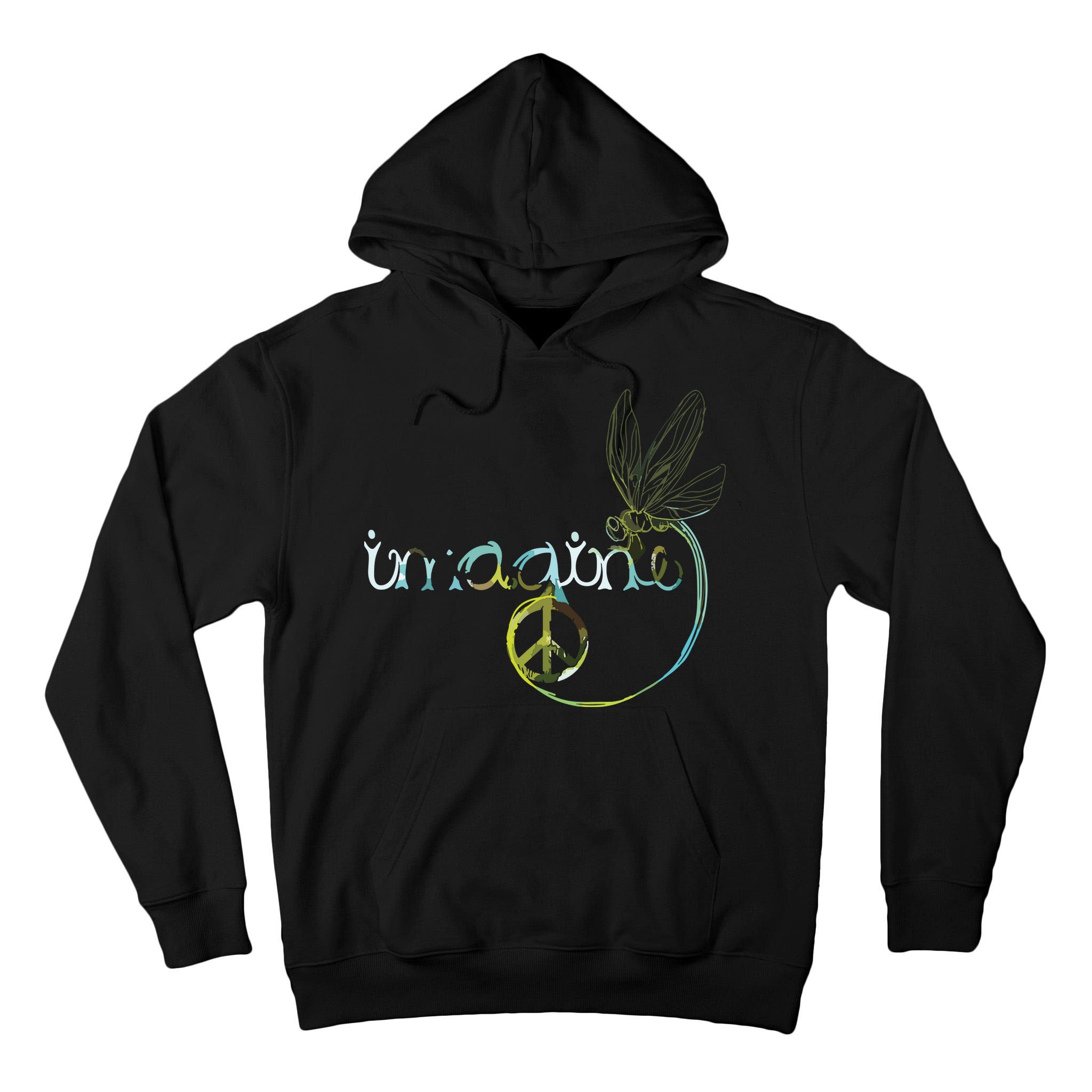 Imagine Dragonfly Hippie Peace Sign Tie Dye Free Spirited Tall Hoodie