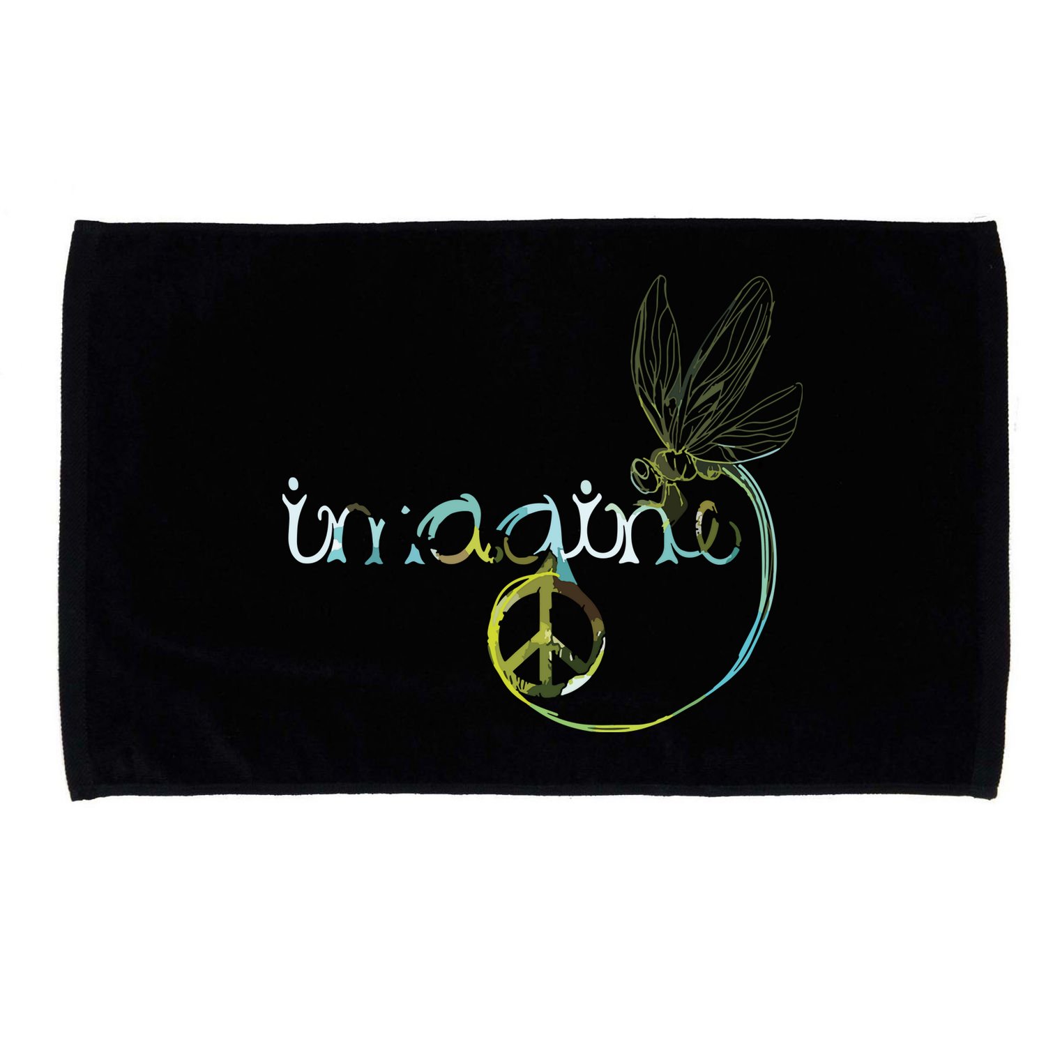 Imagine Dragonfly Hippie Peace Sign Tie Dye Free Spirited Microfiber Hand Towel