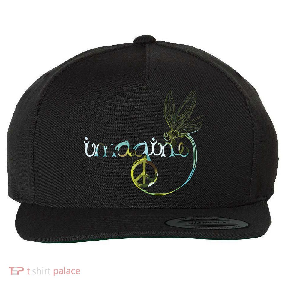 Imagine Dragonfly Hippie Peace Sign Tie Dye Free Spirited Wool Snapback Cap