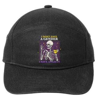 I Dont Have A Gender I Have Anxiety Enby Skeleton 7-Panel Snapback Hat