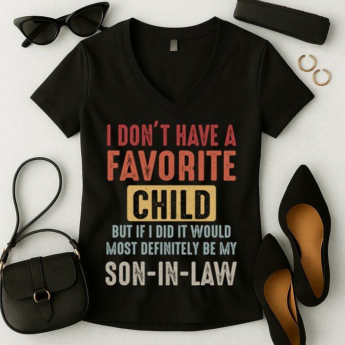 I Don't Have A Favorite Child But If I Did It Would Most Definitely Be My SON IN Women's V-Neck T-Shirt
