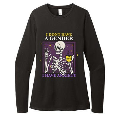 I DonT Have A Gender I Have Anxiety Enby Skeleton Womens CVC Long Sleeve Shirt