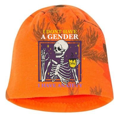 I DonT Have A Gender I Have Anxiety Enby Skeleton Kati - Camo Knit Beanie