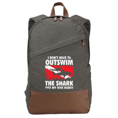 I Don't Have To Outswim The Shark - Scuba Diving Buddy Diver Cotton Canvas Backpack