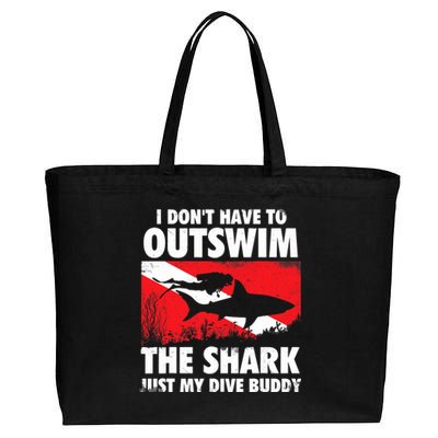 I Don't Have To Outswim The Shark - Scuba Diving Buddy Diver Cotton Canvas Jumbo Tote