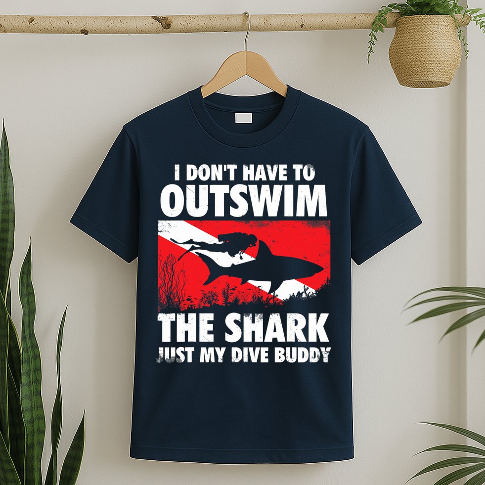 I Don't Have To Outswim The Shark - Scuba Diving Buddy Diver T-Shirt