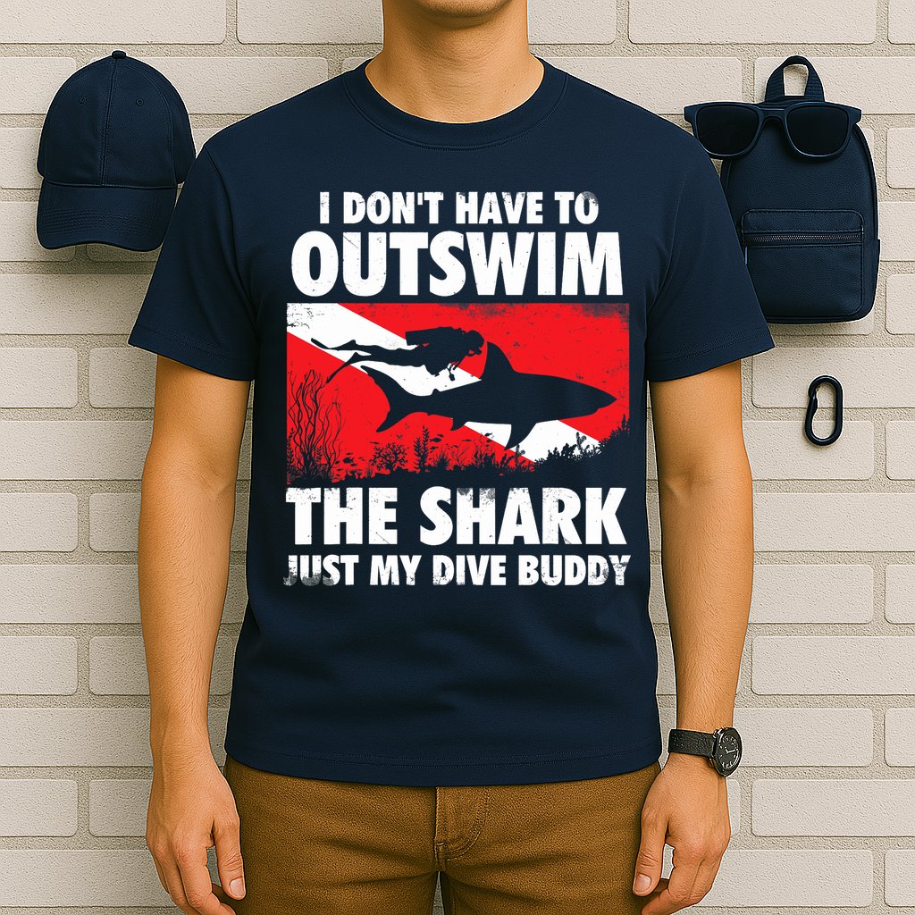 I Don't Have To Outswim The Shark - Scuba Diving Buddy Diver T-Shirt