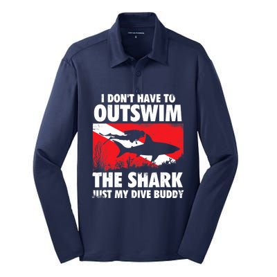 I Don't Have To Outswim The Shark - Scuba Diving Buddy Diver Silk Touch Performance Long Sleeve Polo