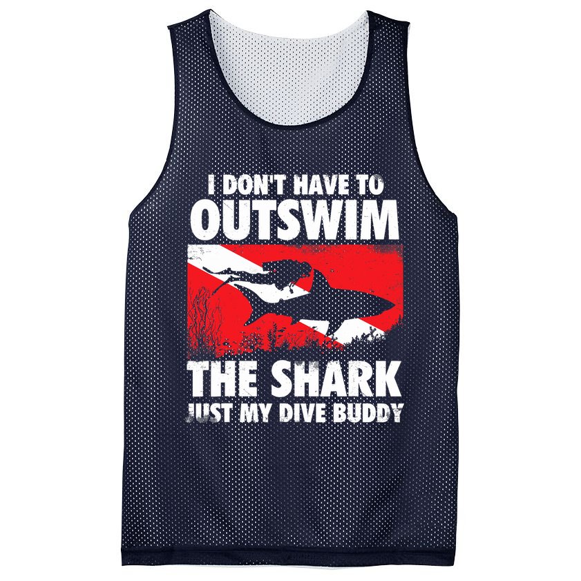 I Don't Have To Outswim The Shark - Scuba Diving Buddy Diver Mesh Reversible Basketball Jersey Tank