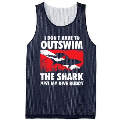 I Don't Have To Outswim The Shark - Scuba Diving Buddy Diver Mesh Reversible Basketball Jersey Tank