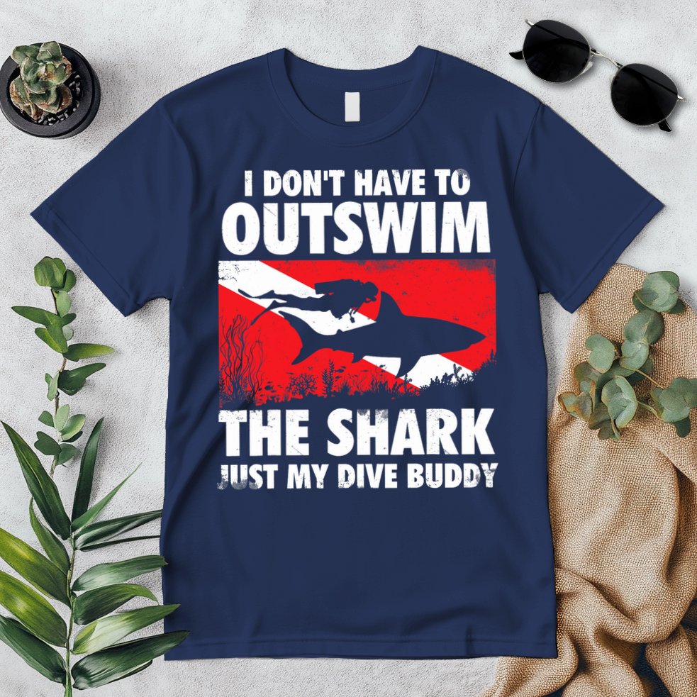 I Don't Have To Outswim The Shark - Scuba Diving Buddy Diver Premium T-Shirt