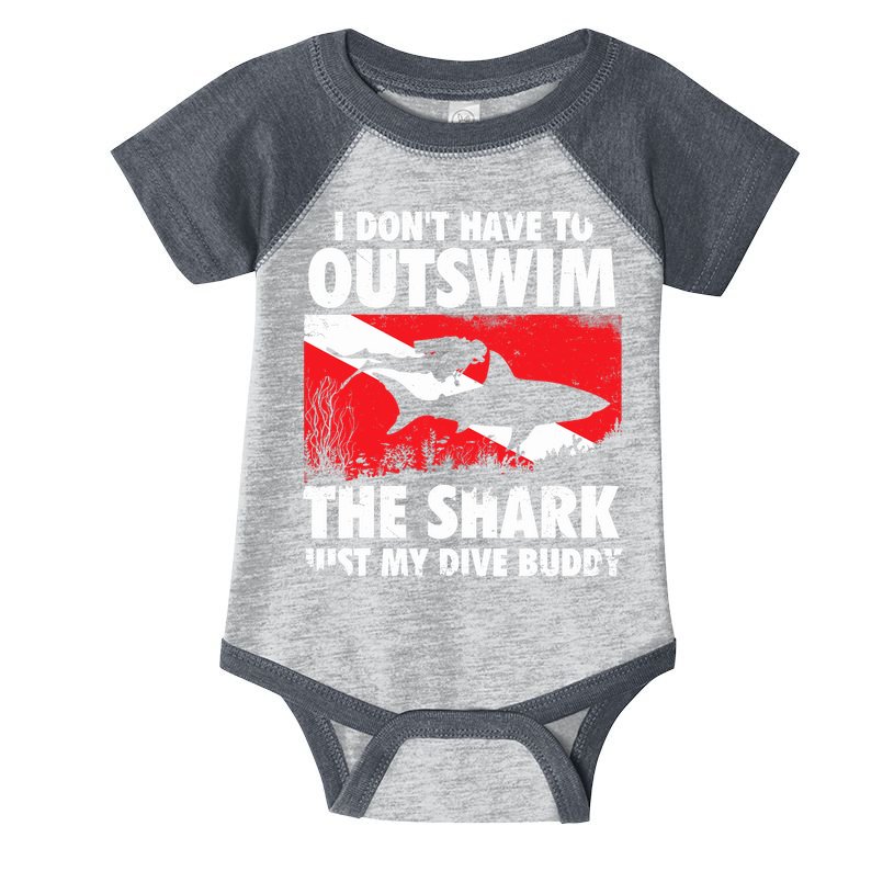 I Don't Have To Outswim The Shark - Scuba Diving Buddy Diver Infant Baby Jersey Bodysuit