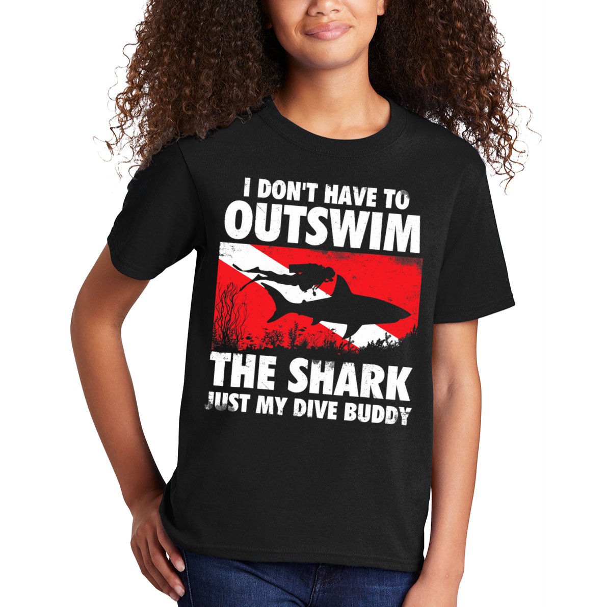 I Don't Have To Outswim The Shark - Scuba Diving Buddy Diver Kids T-Shirt