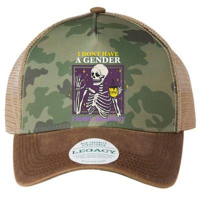 I DonT Have A Gender I Have Anxiety Nonbinary Enby Skeleton Legacy Tie Dye Trucker Hat