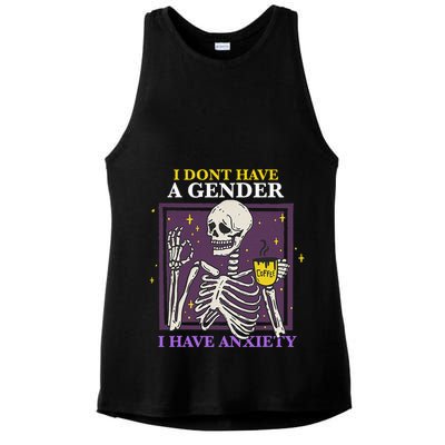 I DonT Have A Gender I Have Anxiety Nonbinary Enby Skeleton Ladies PosiCharge Tri-Blend Wicking Tank