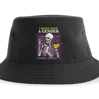 I DonT Have A Gender I Have Anxiety Nonbinary Enby Skeleton Sustainable Bucket Hat
