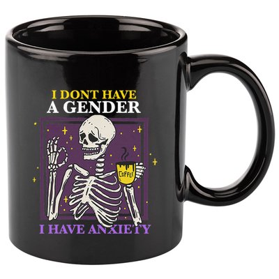 I DonT Have A Gender I Have Anxiety Nonbinary Enby Skeleton 11oz C Handle Ceramic Mug