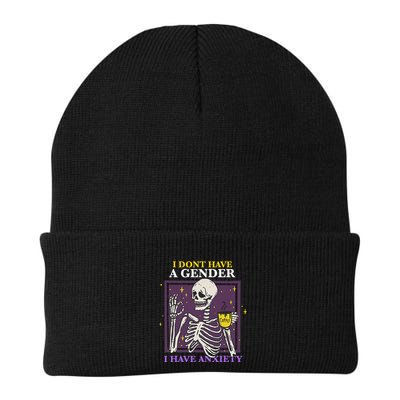 I DonT Have A Gender I Have Anxiety Nonbinary Enby Skeleton Beanie