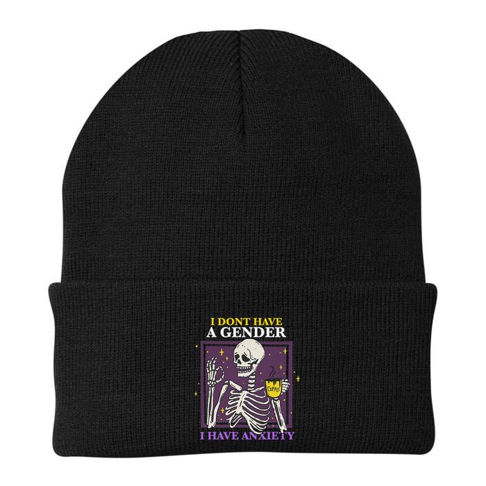 I DonT Have A Gender I Have Anxiety Nonbinary Enby Skeleton Beanie