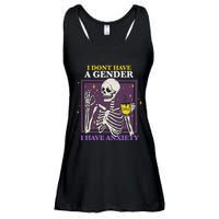 I DonT Have A Gender I Have Anxiety Nonbinary Enby Skeleton Ladies Essential Flowy Tank