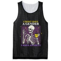 I DonT Have A Gender I Have Anxiety Nonbinary Enby Skeleton Mesh Reversible Basketball Jersey Tank