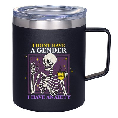 I DonT Have A Gender I Have Anxiety Nonbinary Enby Skeleton 12oz Stainless Steel Coffee Mug