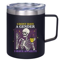 I DonT Have A Gender I Have Anxiety Nonbinary Enby Skeleton 12oz Stainless Steel Coffee Mug