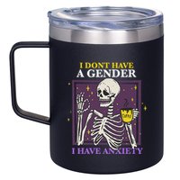 I DonT Have A Gender I Have Anxiety Nonbinary Enby Skeleton 12oz Stainless Steel Coffee Mug