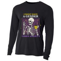 I DonT Have A Gender I Have Anxiety Nonbinary Enby Skeleton Cooling Performance Long Sleeve Crew