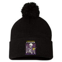 I DonT Have A Gender I Have Anxiety Nonbinary Enby Skeleton Pom Pom 12in Knit Beanie