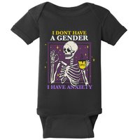 I DonT Have A Gender I Have Anxiety Nonbinary Enby Skeleton Baby Bodysuit