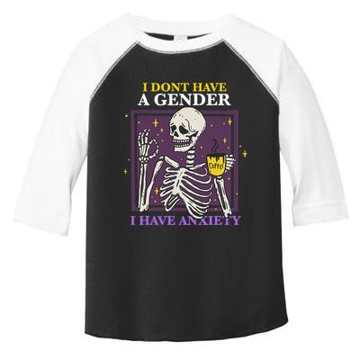 I DonT Have A Gender I Have Anxiety Nonbinary Enby Skeleton Toddler Fine Jersey T-Shirt