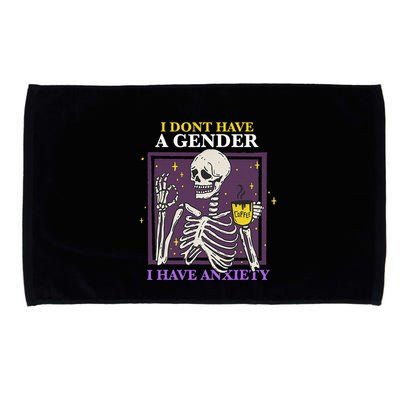 I DonT Have A Gender I Have Anxiety Nonbinary Enby Skeleton Microfiber Hand Towel