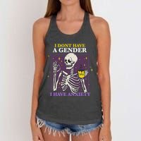 I DonT Have A Gender I Have Anxiety Nonbinary Enby Skeleton Women's Knotted Racerback Tank