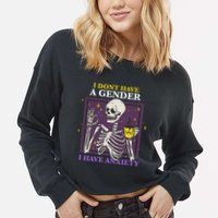 I DonT Have A Gender I Have Anxiety Nonbinary Enby Skeleton Cropped Pullover Crew