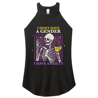 I DonT Have A Gender I Have Anxiety Nonbinary Enby Skeleton Women's Perfect Tri Rocker Tank