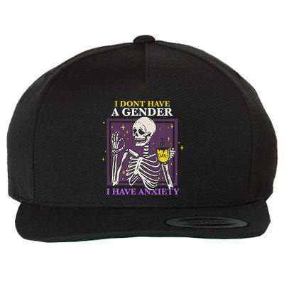 I DonT Have A Gender I Have Anxiety Nonbinary Enby Skeleton Wool Snapback Cap