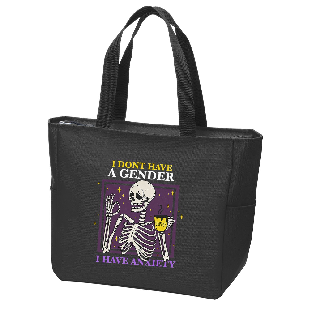 I DonT Have A Gender I Have Anxiety Nonbinary Enby Skeleton Zip Tote Bag
